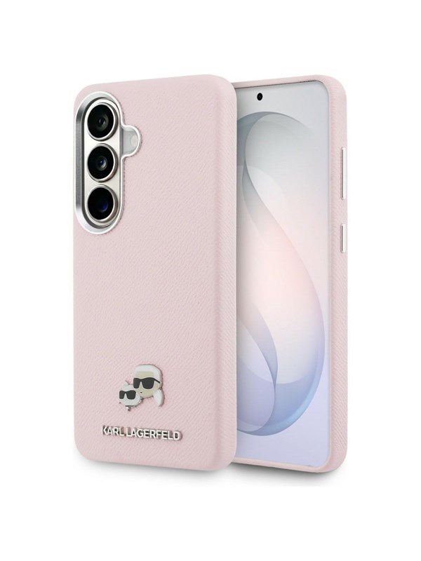 Karl Lagerfeld Saffiano KC Metal Logo MagSafe Case for Samsung Galaxy S26+ - Pink