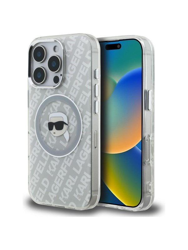Karl Lagerfeld IML Karl Head Logo MagSafe Case for iPhone 16 Pro - Gray