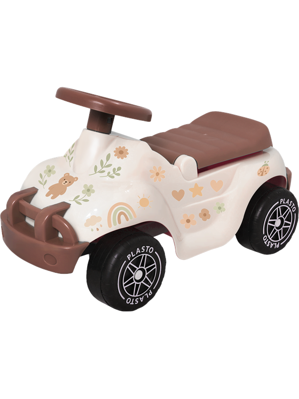 Plasto Loopauto Off-Road Zandkleur - Baby Walker - Stille Wielen - Off-Road Design - Zithoogte 22 cm - Special Edition Zachte Neutrale Kleuren - Gemaakt in Finland - Vanaf 1 Jaar