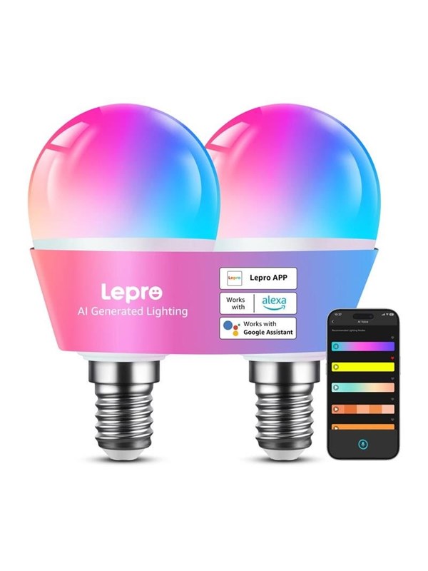 Lepro LEPRO BP1-2 E14 LED-lamp met Bluetooth en Wi-Fi, 470 lm, 2-pack