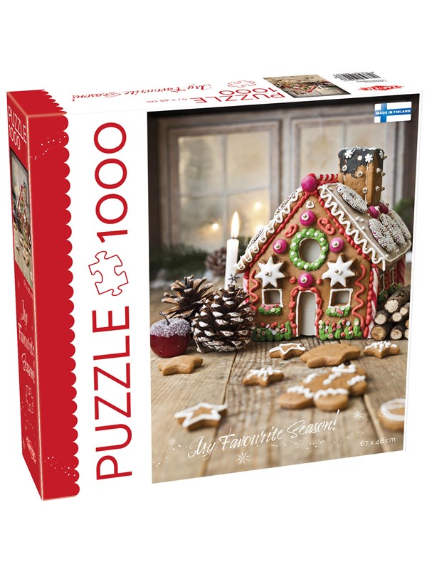 Tactic Gingerbread House – Puzzel – 1000 stukjes – Kerst en Feestelijke Winterdecoratie – Gedetailleerd en Kleurrijk Ontwerp – Hoogwaardige Scandinavische Kwaliteit