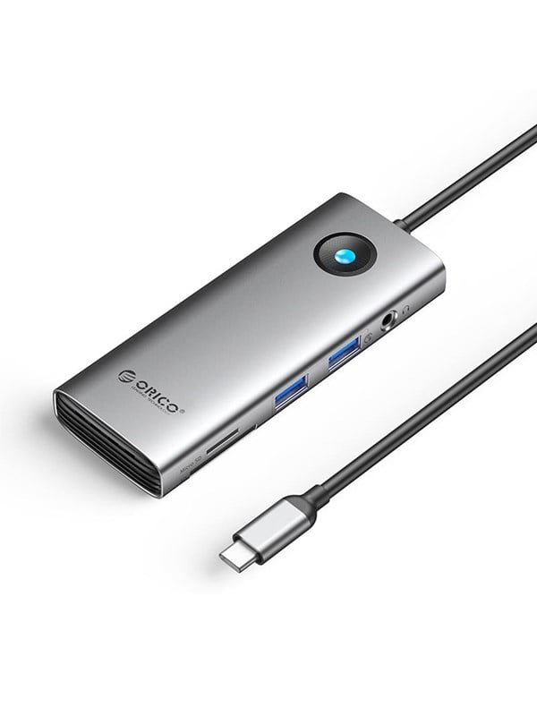 ORICO PW11 8in1 USB-C Docking Station 2x USB-A 3.0 1x USB-C PD 100W 1x HDMI 4K 60Hz 1x microSD/SD 1x RJ45 Gigabit Ethernet 1x Audio 3.5mm - Gray USB hub - Grijs