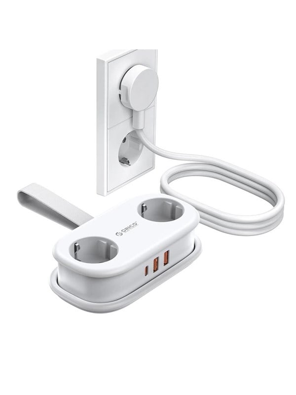 ORICO AP3 20W GaN 5in1 Power Strip 2x AC + 2x USB-A + 1x USB-C - White