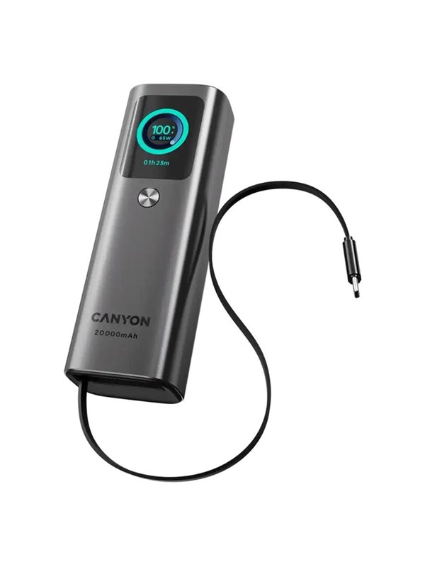 Canyon OnPower 265 20.000 mAh 165W, Donkergrijs - 20000 mAh