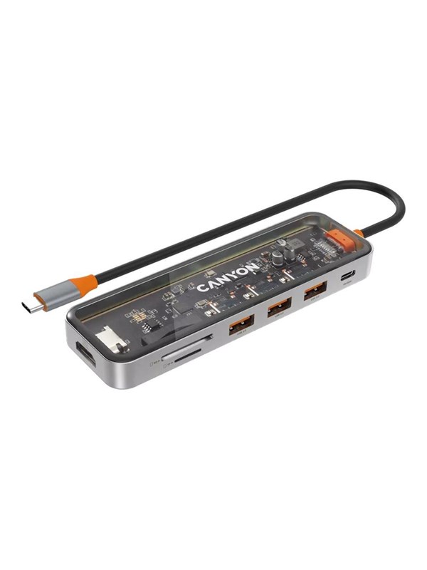 Canyon DS-13 7-in-1 USB-C hub 4K, Grijs USB hub - Grijs