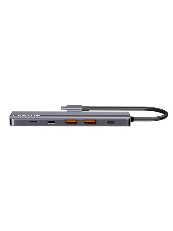 Canyon DS-17 6-in-1 USB-C-hub 4K, grijs USB hub - Grijs