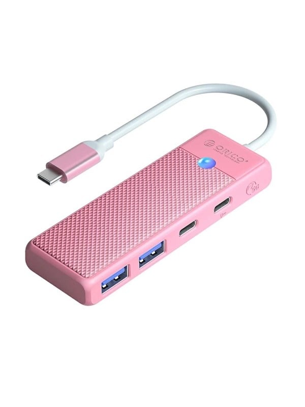 ORICO PAPW2AC-C3-C3 USB Hub 4-port 2x USB-A 3.0 1x USB-C 3.0 with USB-C PD 100W charging 0.15m - pink USB hub - 4 - USB 3.0 - Roze