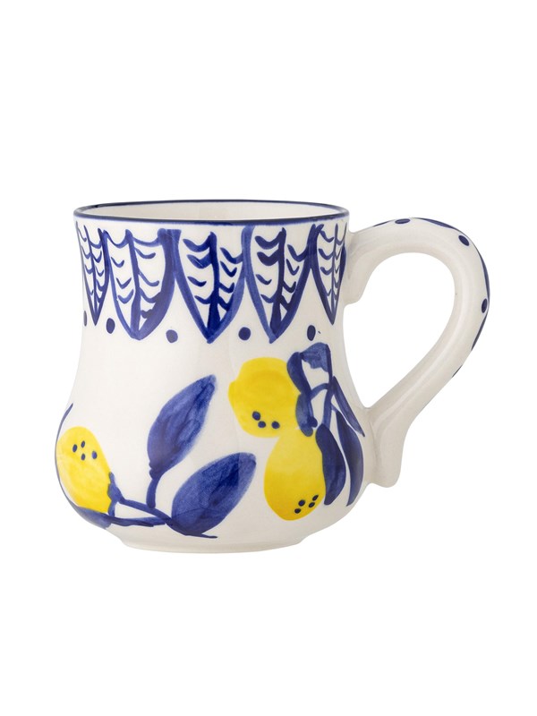 Bloomingville Maxima Mok 510ml - Handgeschilderd Citroen & Blauw Design