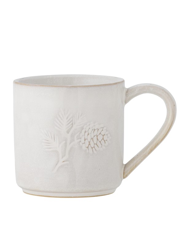 Bloomingville Winter Mok 300ml Wit - Stijlvol Keramiek met Winterdecoratie