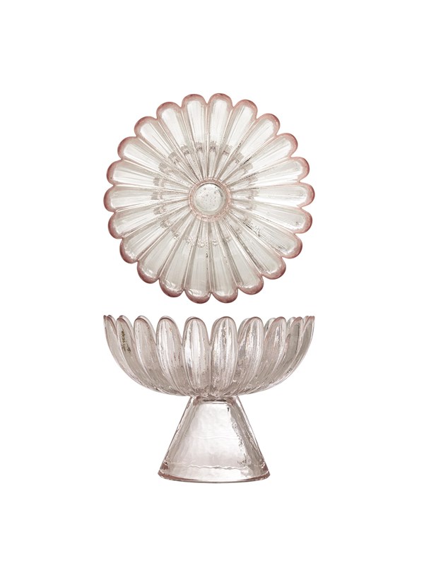 Bloomingville Schaal glas roze Nalu 13cm