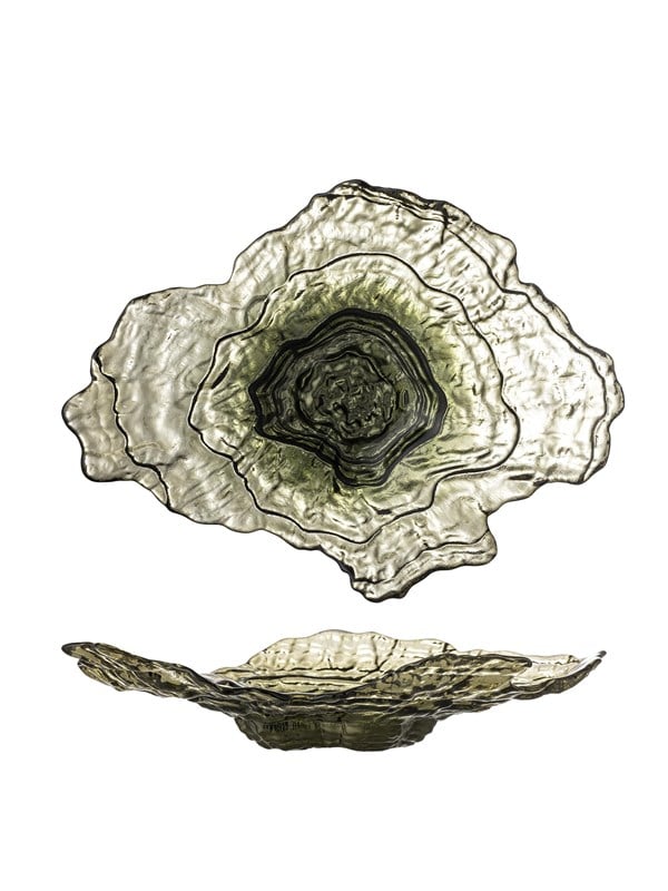 Bloomingville Glazen schaal groen Aiku 38cm