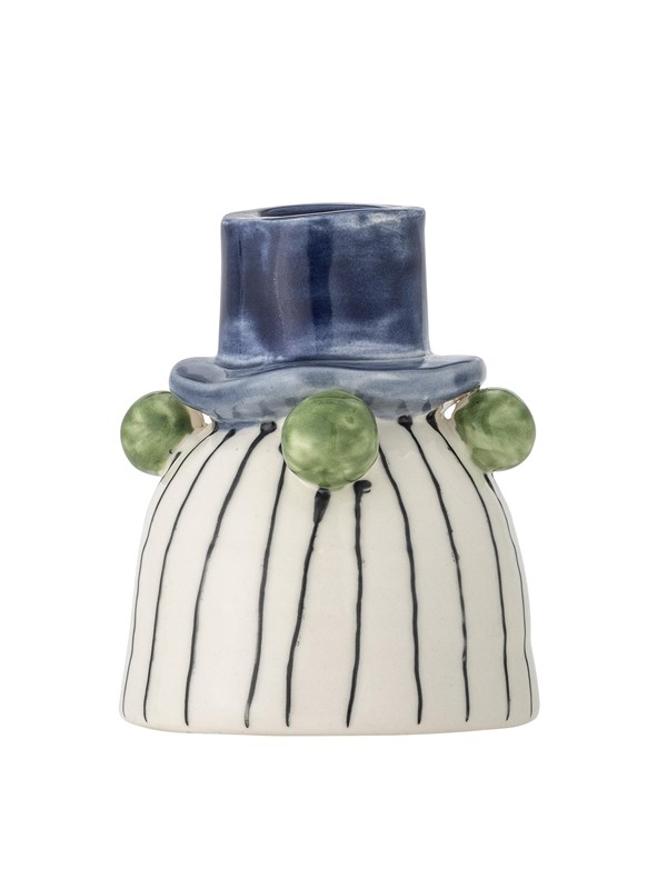 Blauwe Kandelaar van Steengoed, Handgeschilderd, 7x9 cm
