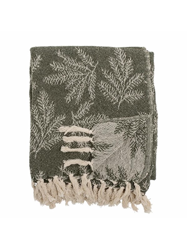 Bloomingville Gabriela plaid met franjes / floches - 160 x 130 cm - recycled katoen