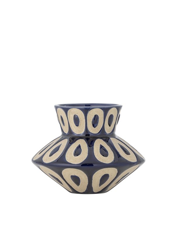 Bloomingville Vaas aardewerk blauw Bashir 12 cm