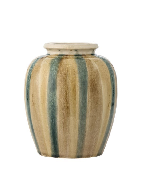 Bloomingville Vaas aardewerk groen bruin Rahima Ø16,5×20 cm