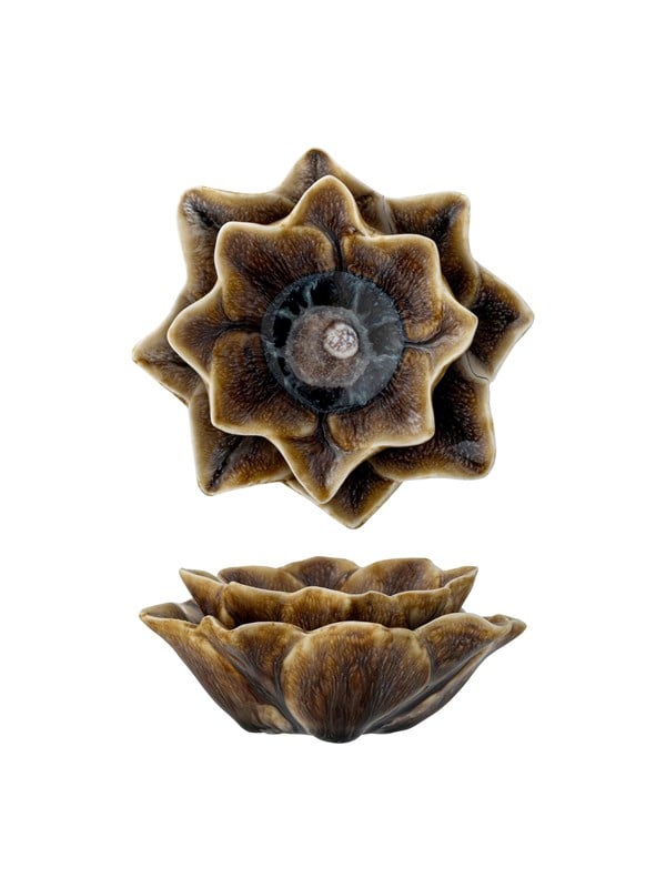 Bloomingville Waxinelichthouder aardewerk bruin Dinah 12cm