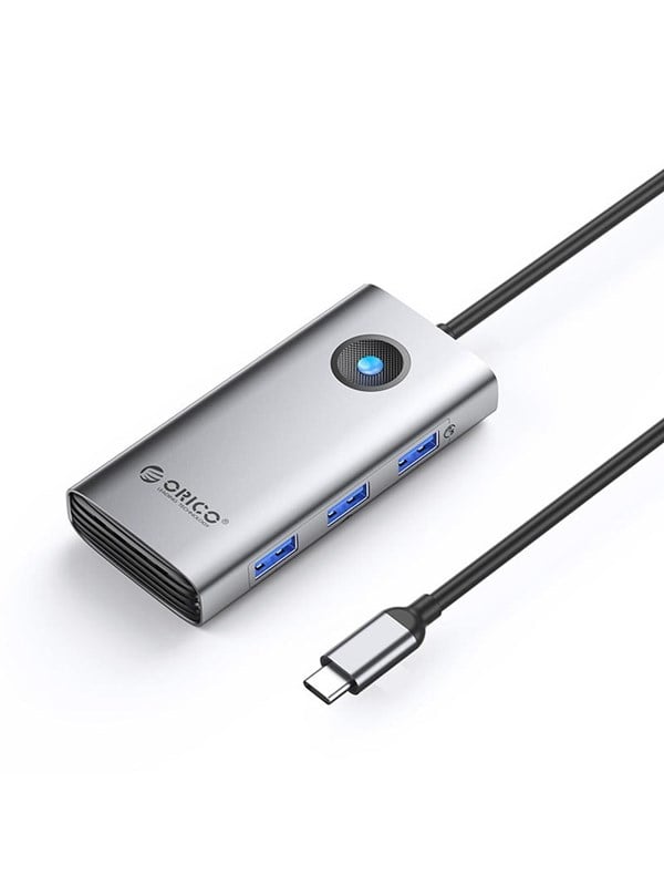 ORICO PW11 6in1 USB-C Docking Station 3x USB-A 3.0 1x USB-C PD 100W 1x HDMI 4K 30Hz 1x RJ45 2.5G Ethernet - Gray USB hub - 6 - USB 3.0 - Grijs