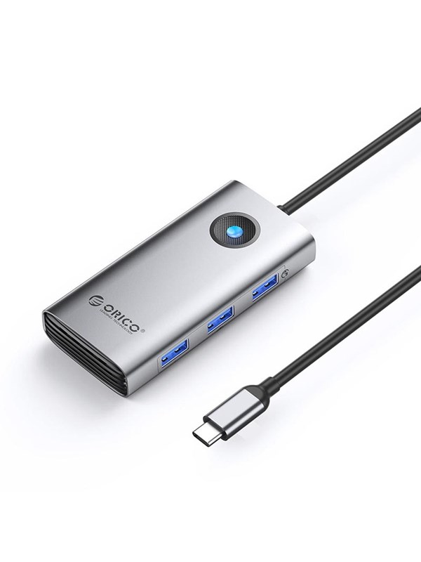 ORICO PW11 6in1 USB-C Docking Station 3x USB-A 3.0 1x USB-C PD 100W 1x HDMI 4K 30Hz 1x RJ45 2.5G Ethernet - Gray USB hub - 6 - USB 3.0 - Grijs