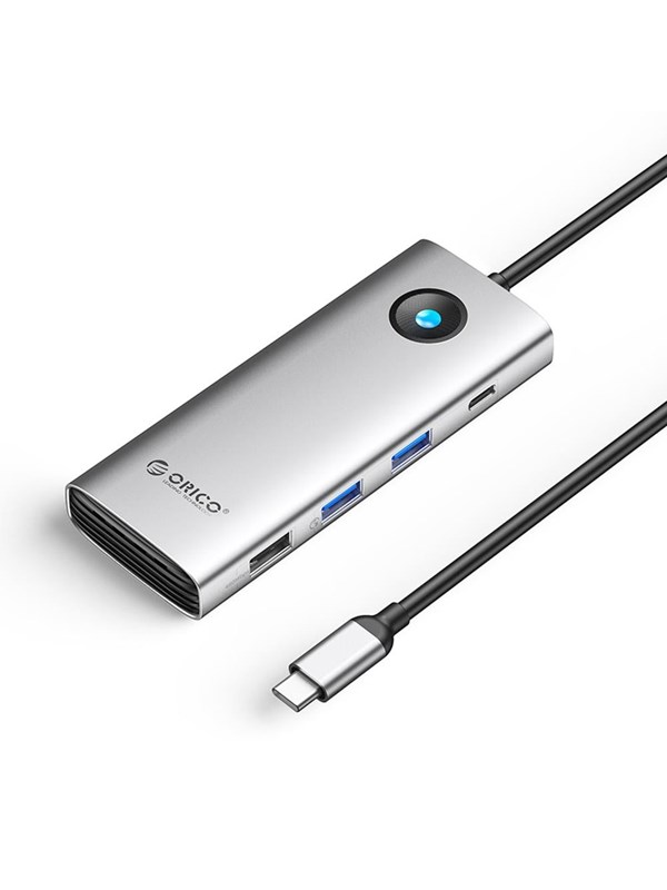 ORICO PW11 8in1 USB-C Docking Station 2x USB-A 3.0 1x USB-A 2.0 1x USB-C 3.0 1x USB-C PD 100W 1x HDMI 4K 60Hz 1x VGA 1080P 60Hz 1x RJ45 Gigabit Ethernet - Silver USB hub - 8 - USB 3.0 - Zilver