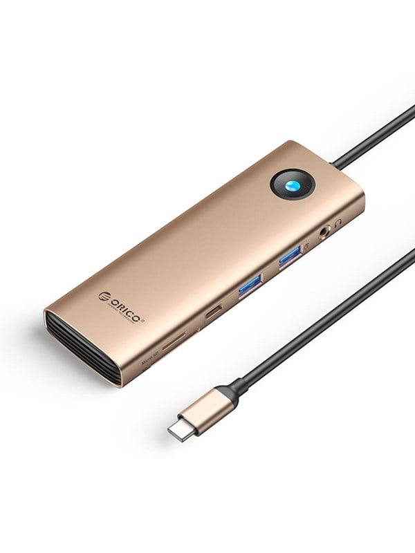 ORICO PW11 9in1 USB-C Docking Station 2x USB-A 3.0 1x USB-C 3.0 1x USB-C PD 100 1x HDMI 4K 60Hz 1x microSD/SD 1x RJ45 2.5G Ethernet 1x Audio 3.5mm - Rose Gold USB hub - 9 - USB 3.0