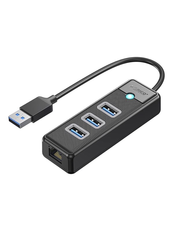 ORICO PW3UR25-U3 USB Hub 4-Port 3x USB-A 3.0 1x RJ45 2.5G Ethernet 0.5m - Black USB hub - 4 - USB 3.0 - Zwart