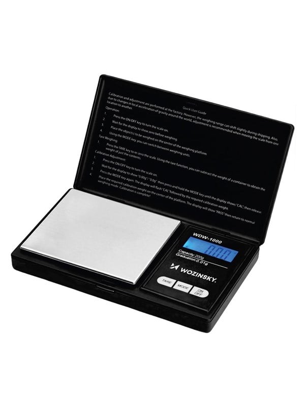 Wozinsky Keukenweegschalen WDW-1000 Jewelry Scale 200g 0.01g Precision Illuminated - Black