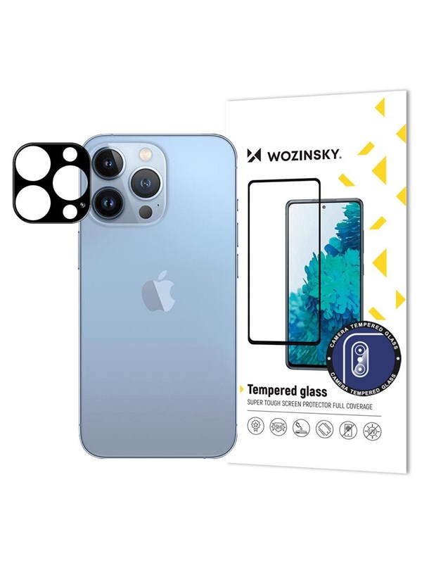 Wozinsky 9H gehard glas voor iPhone 15 Pro Full Camera Glass - zwart