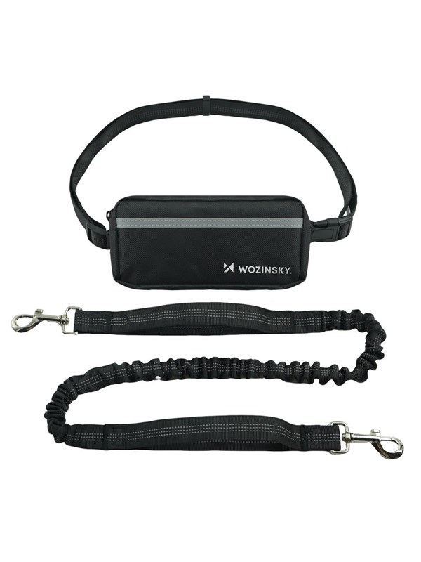 Wozinsky WPST-01 Heupriem met etui en elastische lijn voor hardlopen met een hond - Zwart