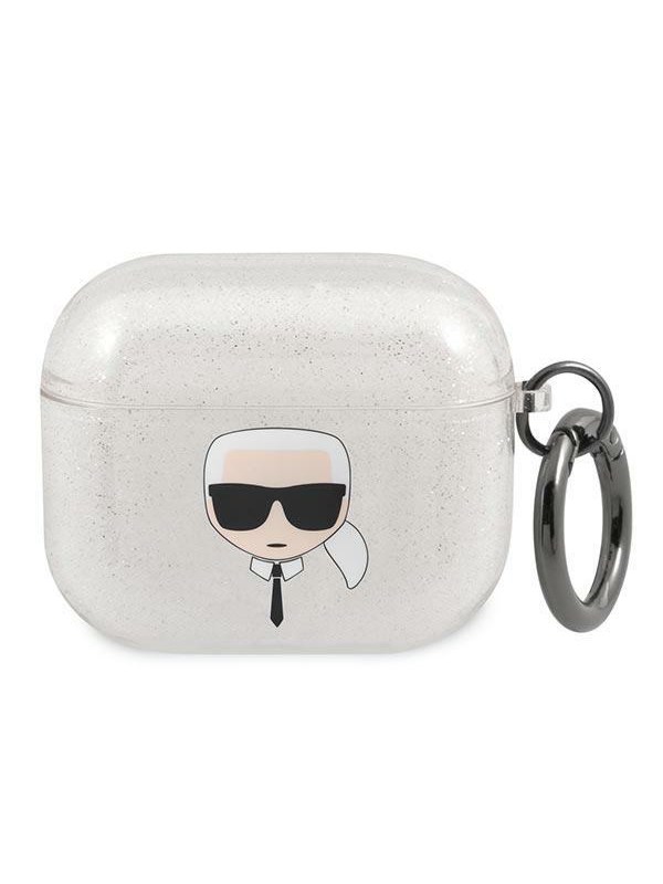 Karl Lagerfeld Glitter Karl's Head case for AirPods 3 - silver