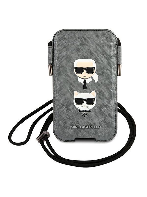 Karl Lagerfeld Saffiano Serie - Hoesje voor Mobiele Telefoon - iPhone 12 - Grijs