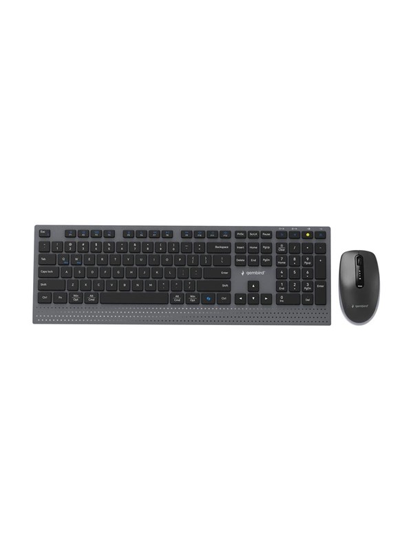 Gembird Slim wireless dual-mode desktop set - Keyboard and mouse set - Engels (US international) - Zwart