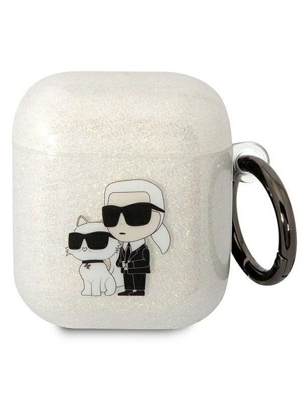 Karl Lagerfeld KLA2HNKCTGT Airpods 1/2 cover transparent Gliter Karl&Choupette