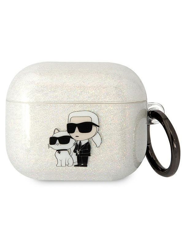 Karl Lagerfeld KLA3HNKCTGT Airpods 3 cover transparent Gliter Karl&Choupette