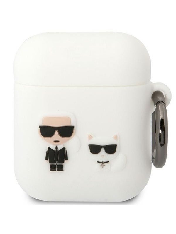 Karl Lagerfeld KLACA2SILKCW AirPods 1/2 cover white/white Silicone Karl & Choupette