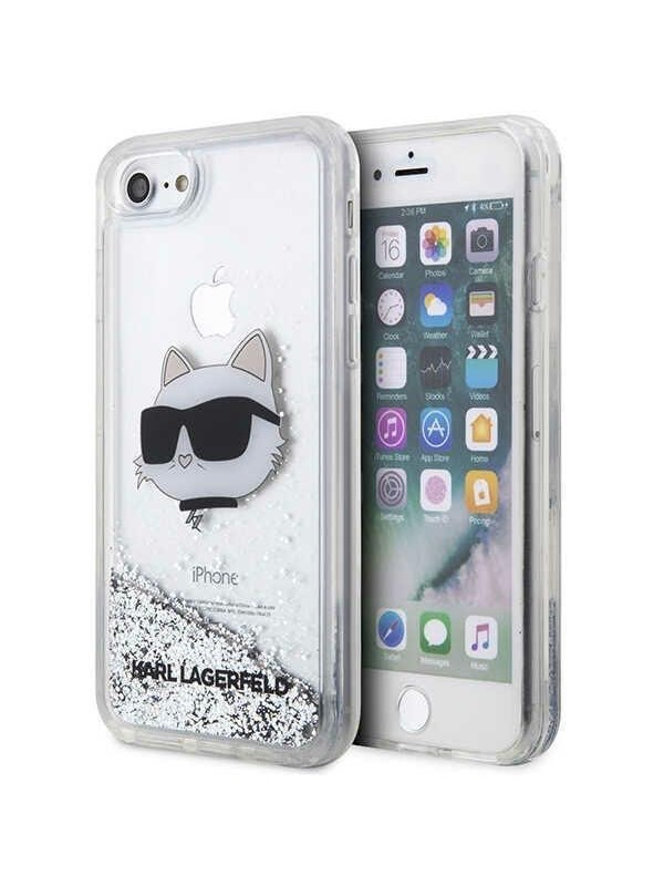 Karl Lagerfeld KLHCI8LNHCCS iPhone 7/8/ SE 2020/2022 silver/silver hardcase Glitter Choupette Head
