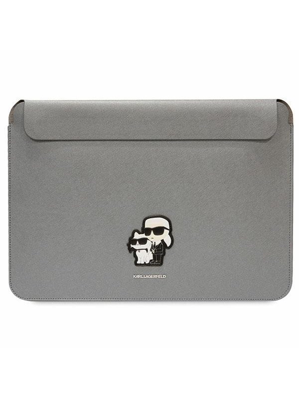 Karl Lagerfeld Saffiano Karl&Choupette case for a 14" laptop - silver