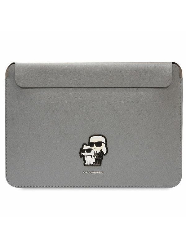 Karl Lagerfeld Saffiano Karl&Choupette case for a 16" laptop - silver