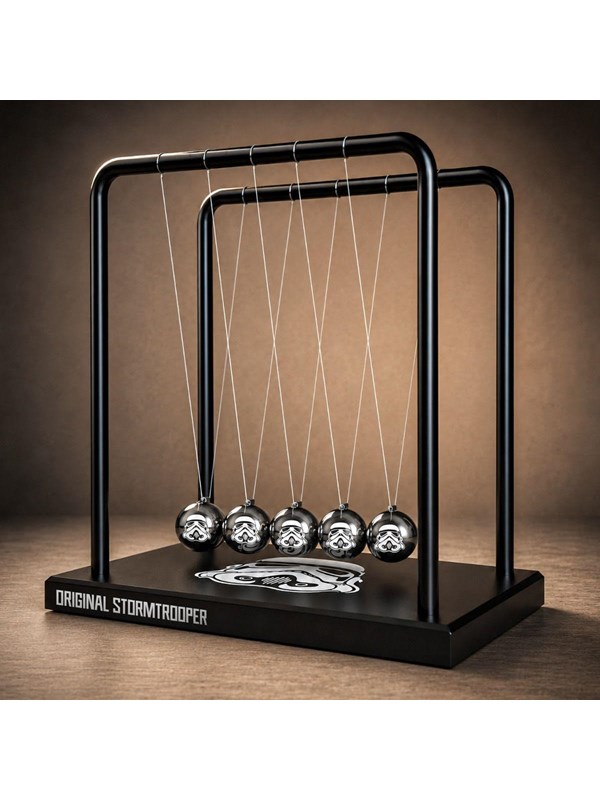 Original Stormtrooper Newton’s Cradle - Gegraveerde Bollen - Zwart Metalen Bureau Gadget