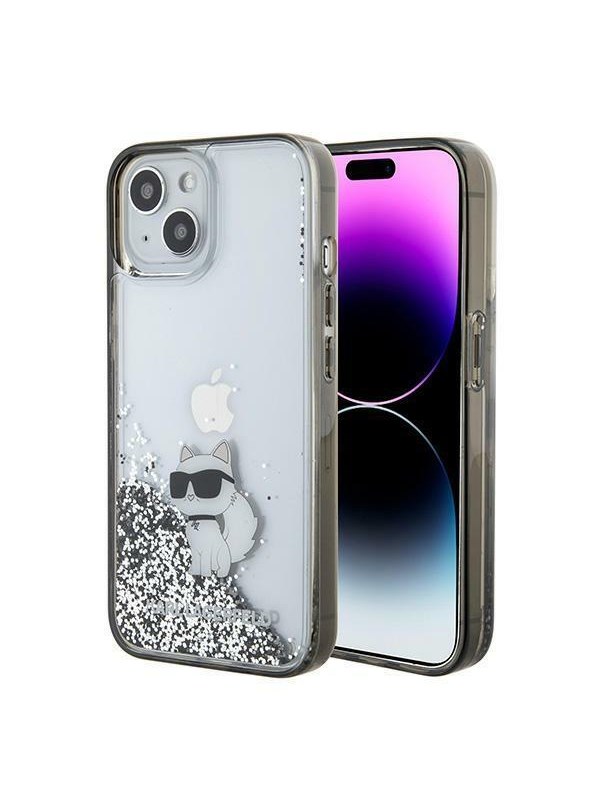Karl Lagerfeld Liquid Glitter Choupette case for iPhone 15 - transparent