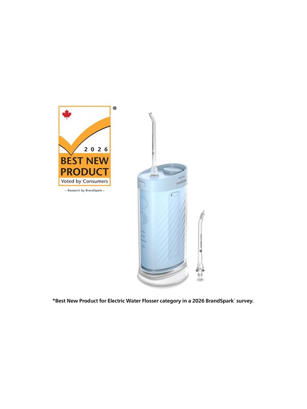 Philips Sonicare Compact Flosser 1000 HX3333/24 Waterflosser | Draadloze Monddouche voor Tanden & Tandvlees | 3 Reinigingsstanden | Reisvriendelijk | Blauw