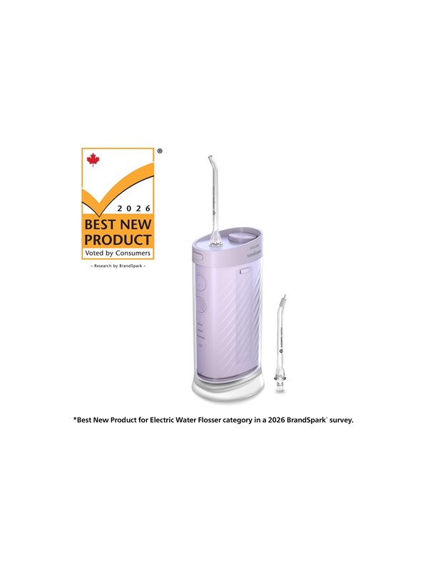 Philips Sonicare Compact Flosser 1000 HX3333/23 Waterflosser | Draadloze Monddouche voor Tanden & Tandvlees | 3 Reinigingsstanden | Reisvriendelijk | Paars