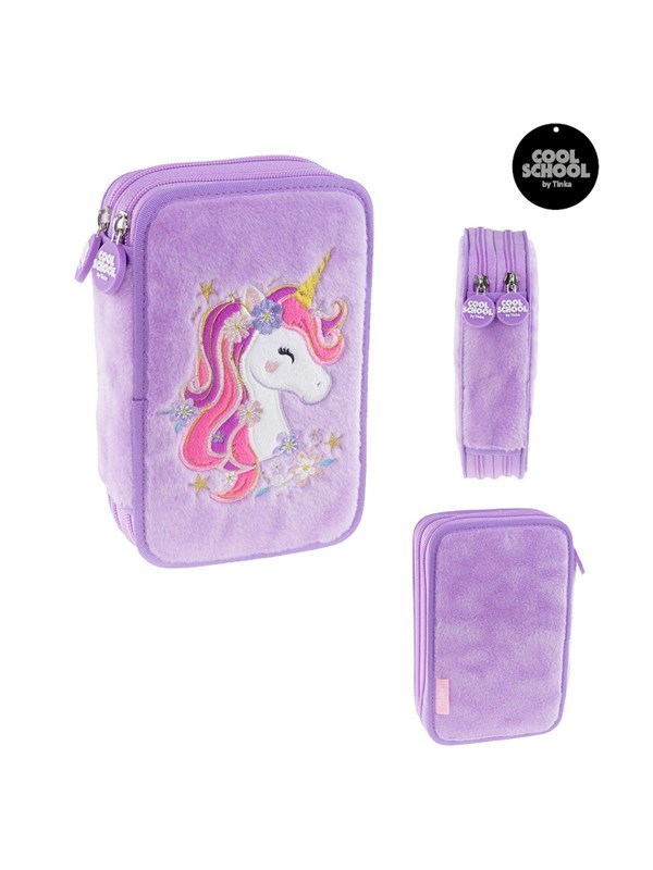Tinka DOUBLE PENCIL CASE UNICORN PURPLE