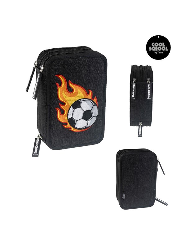 Tinka TRIPLE PENCIL CASE FLAMING FOOTBALL