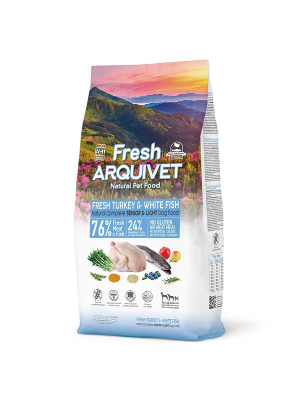 ARQUIVET Fresh Senior & Light Kalkoen en Vis - halfvochtig hondenvoer - 10 kg