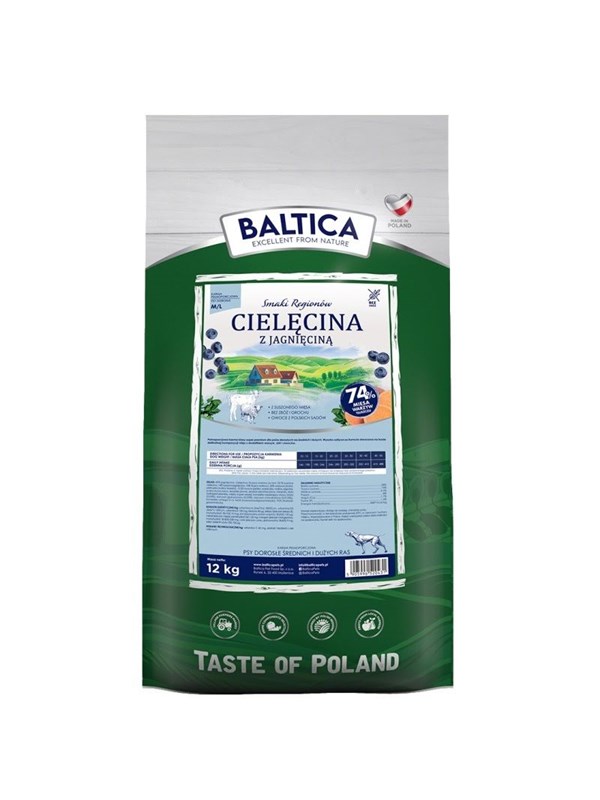 Baltica Smaki Regionów - Hondenvoer Kalf & Lam - Maat M/L (Middel/Grote Rassen) - 12 kg