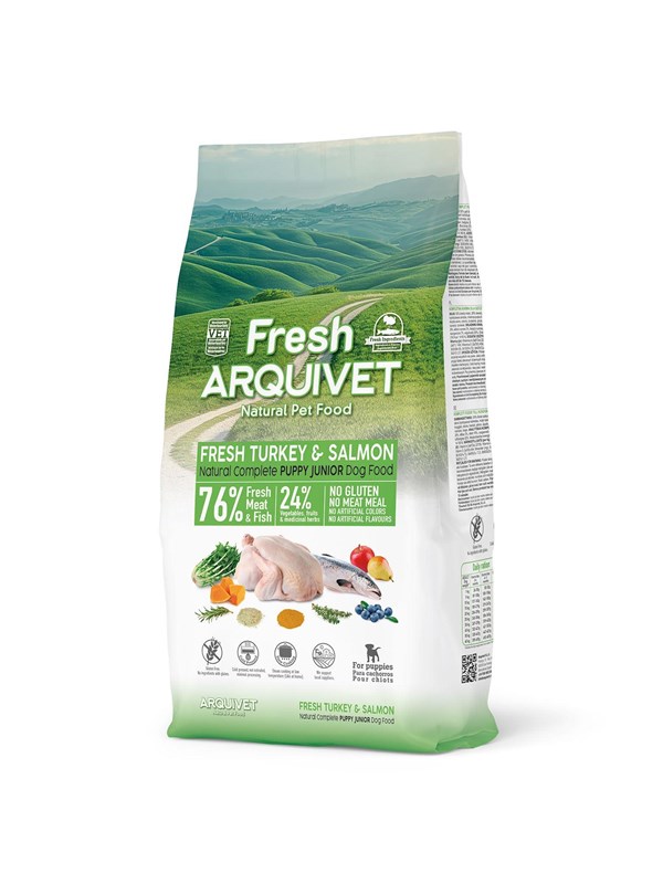 ARQUIVET Fresh Puppy Kalkoen en Zalm - halfvochtig hondenvoer - 10kg