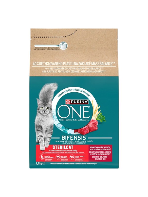 PURINA NESTLE One Bifensis Sterilcat rijk aan rundvlees - droog kattenvoer - 2,8kg