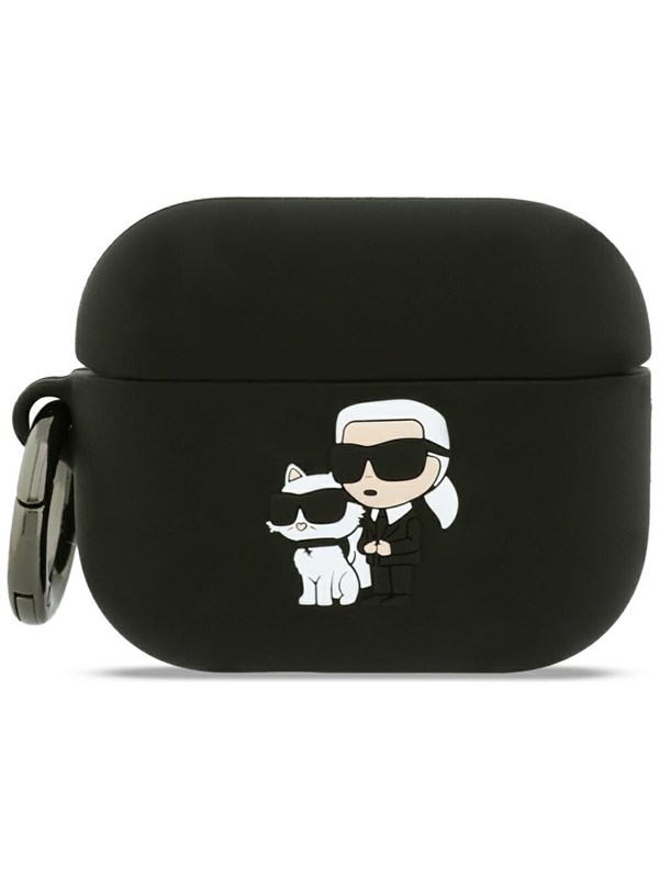 Karl Lagerfeld Silicone Karl & Chaupette Head 3D Case for AirPods Pro 3 - Black