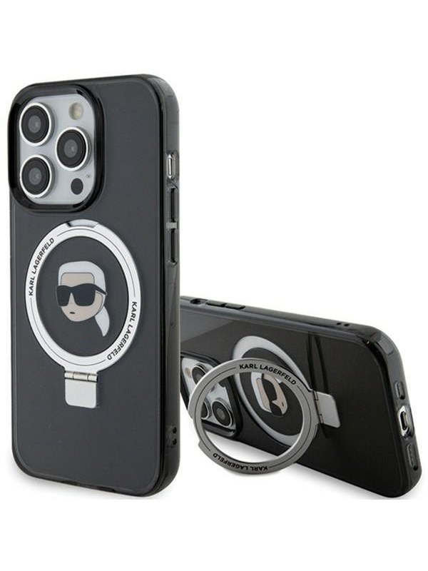 Karl Lagerfeld KLHMP15LHMRSKHK iPhone 15 Pro 6.1" black/black hardcase Ring Stand Karl Head MagSafe