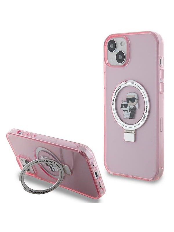 Karl Lagerfeld KLHMP15SHMRSKCP iPhone 15 6.1" pink/pink hardcase Ring Stand Karl&Choupette MagSafe